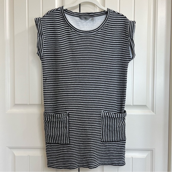 Athleta Dresses & Skirts - Athleta Ease Up Sweatshirt Dress in Gray/Black Stripe, Size XS